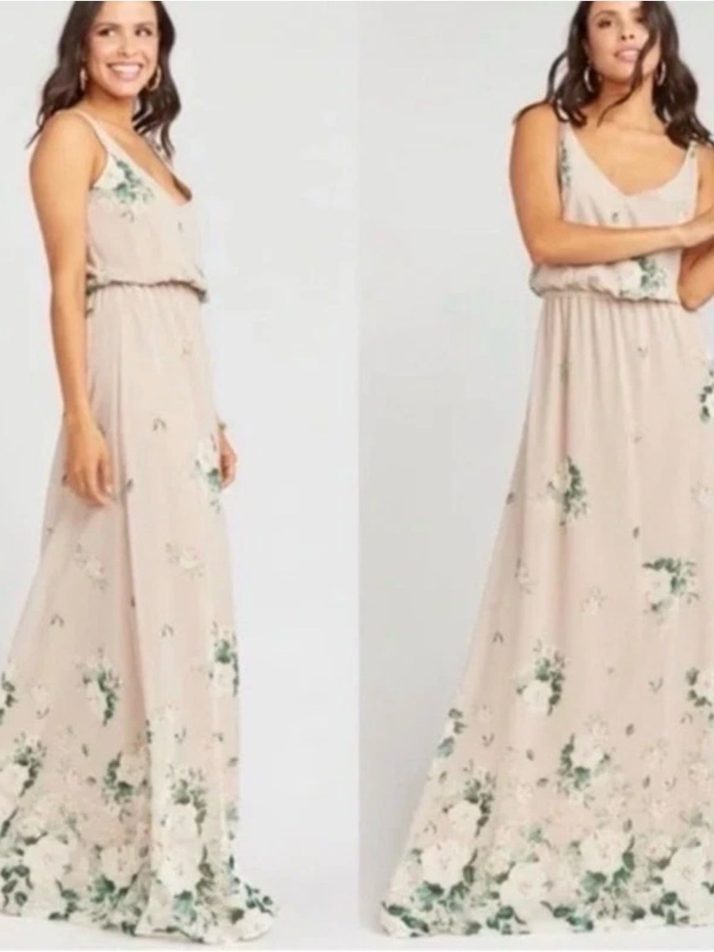 Show Me Your Mumu Kendall Maxi Dress Women's XS Tan White Flowers Homecoming